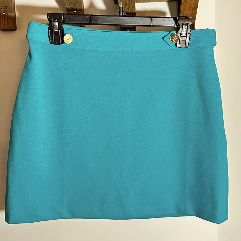 NWT MICHAEL Michael Kors Turquoise Blue Mini Skirt Medium